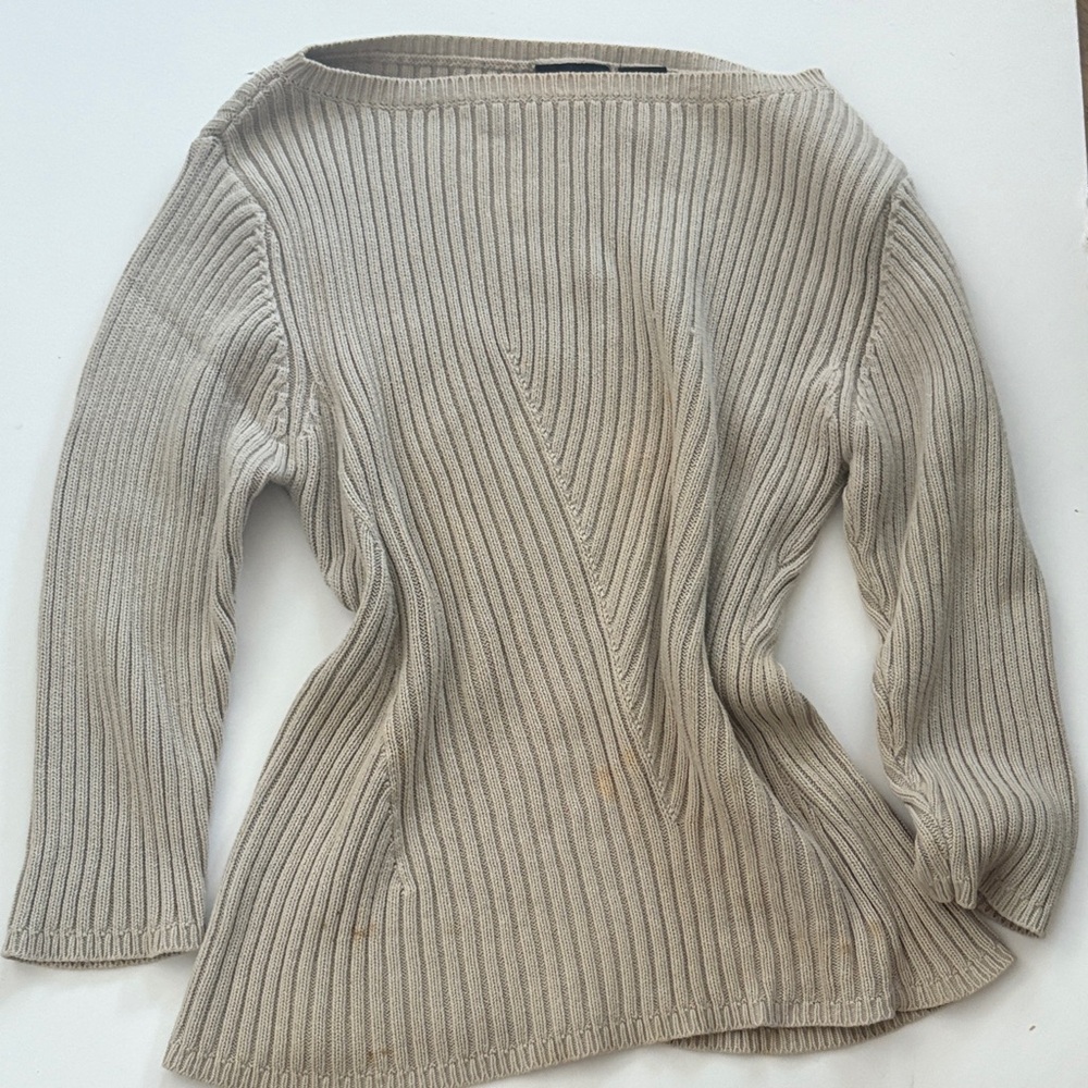 Hillard & Hanson Beige Ribbed Sweater